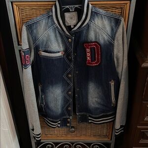 Double D Ranch Blue and Gray Varsity Jacket